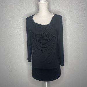 Black long sleeve top with‎ soft scoop neck